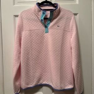 Vineyard Vines Diamond Quilted Classic Shep Shirt Women’s Size XL Pink Aqua NWOT